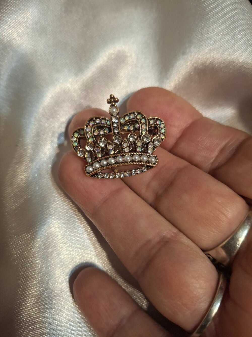Aurora Borealis Crown Pin Brooch